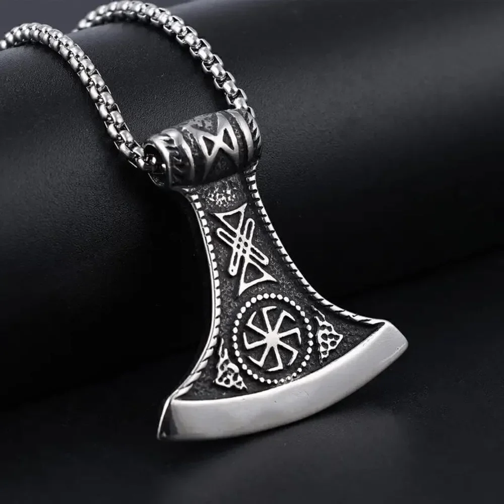 Viking Ax Stainless Steel Pendant Necklace